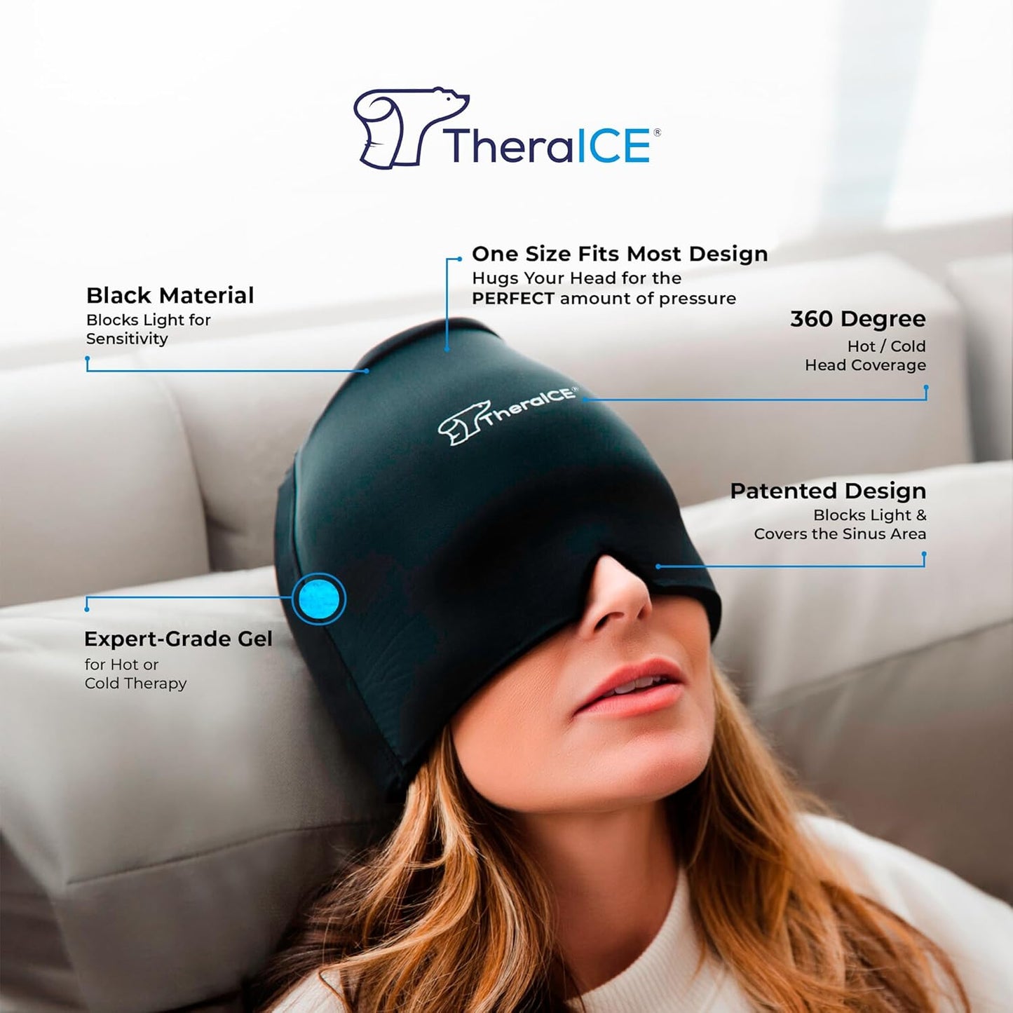 Migraine Relief Cap headache Cap Gel Hot Cold Therapy lce Cap For Relieve Pain lce Cap Eye Mask Stress Pressure Pain Relief